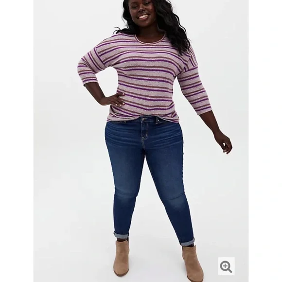 NWOT TORRID Stripe Supersoft Plush Tee - Picture 3 of 13